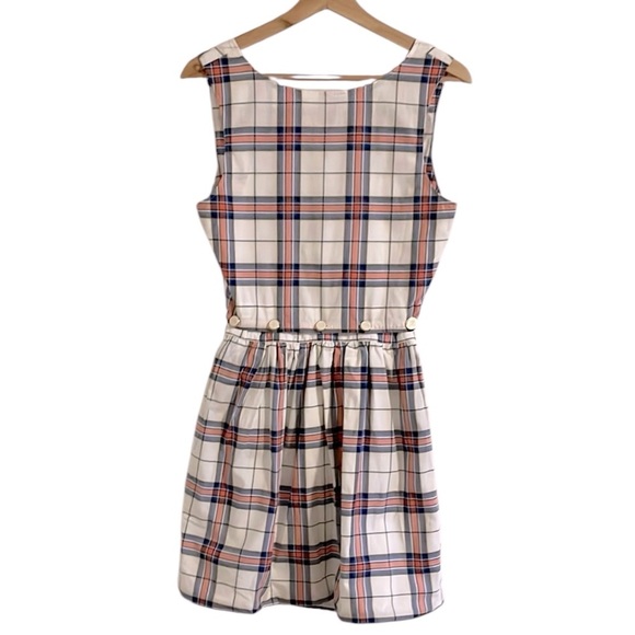 Maison Kitsune Check Bali Dress Women’s Size Small Mini Plaid Red Blue White - Picture 4 of 10